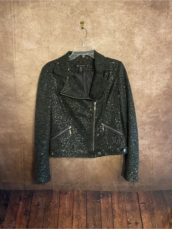 INC International Concepts Jackets & Blazers - INC International Concepts-Mod Style Black Sequined Cropped Jacket-Size M-EUC